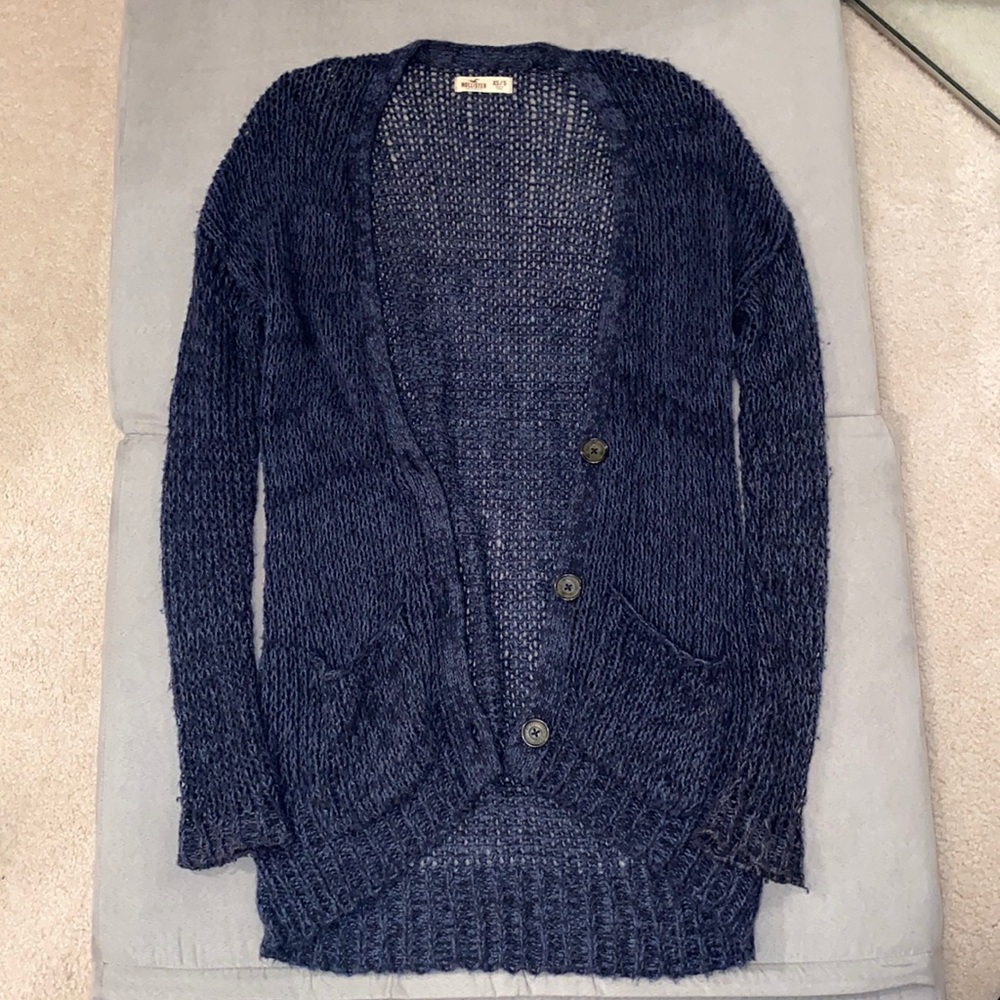 Hollister oversized navy blue knit-style cardigan